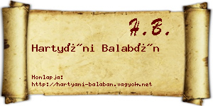 Hartyáni Balabán névjegykártya
